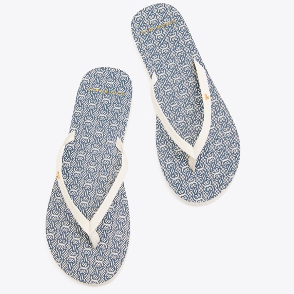 NWT Tory Burch Gemini Link Leather Flip Flop Sandals